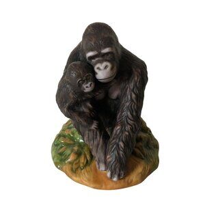 Franklin Mint Gorilla and Baby Porcelain Figurine Endangered Wildlife Series